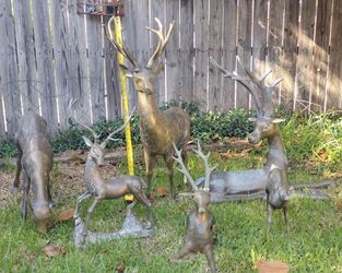 Rare 6-Piece Vintage Korean Brass Deer Family Set - Multiple Poses & Sizes