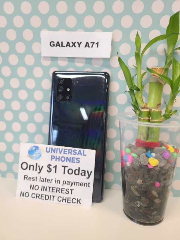 SAMSUNG GALAXY A71 5G 128GB UNLOCKED.  NO CREDIT CHECK $1 DOWN  PAYMENT OPTION.  3 MONTHS WARRANTY * 30 DAYS RETURN *