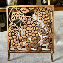 Coppertone Cast Iron Trivet Grapevine Design