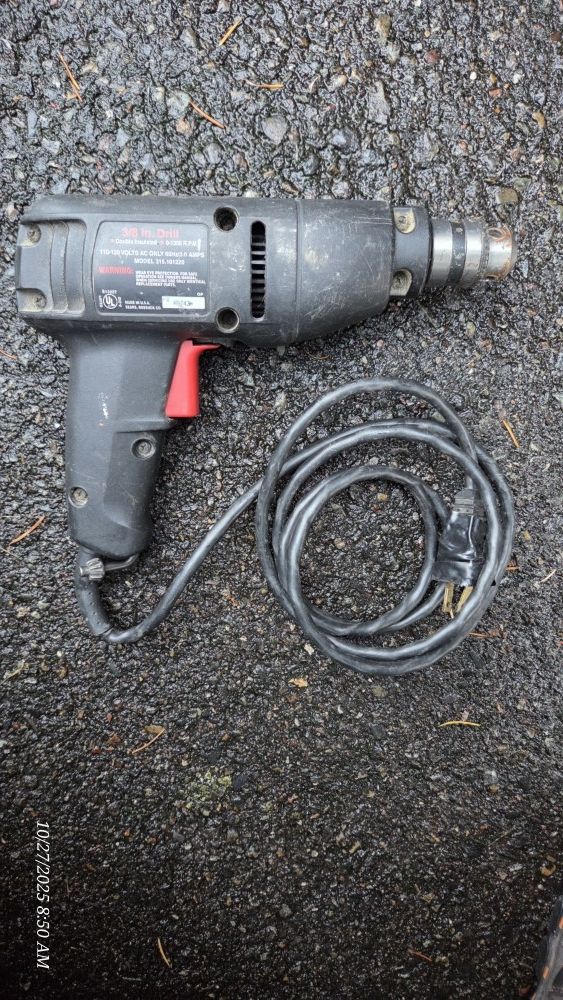vintage Craftsman Reversible 3/8-inch Chuck corded electric drill.