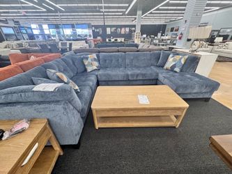 Denim Blue U-shaped sectional