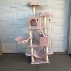 Árbol para gatos, torre grande para gatos de 66.1 pulgadas con 13 postes rascadores, 2 perchas, 2 cuevas, canasta, hamaca, pompones, condominio de fel