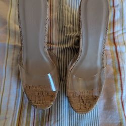 New Bamboo Platform Wedge Slides Size 71/2