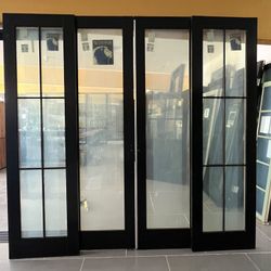 Sliding Glass Doors 112”x9’ Black Modern Doors