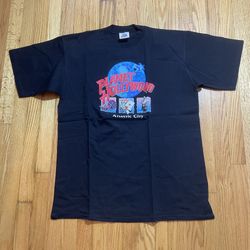 Vintage PLANET HOLLYWOOD ATLANTIC CITY GRAPHIC T-Shirt Size LARGE - USA - BLACK
