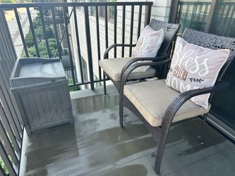Patio chairs and storage box