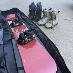 K2 Women’s Snowboard 150 W/ Bindings, 2 Pairs Of Boots and Bag
