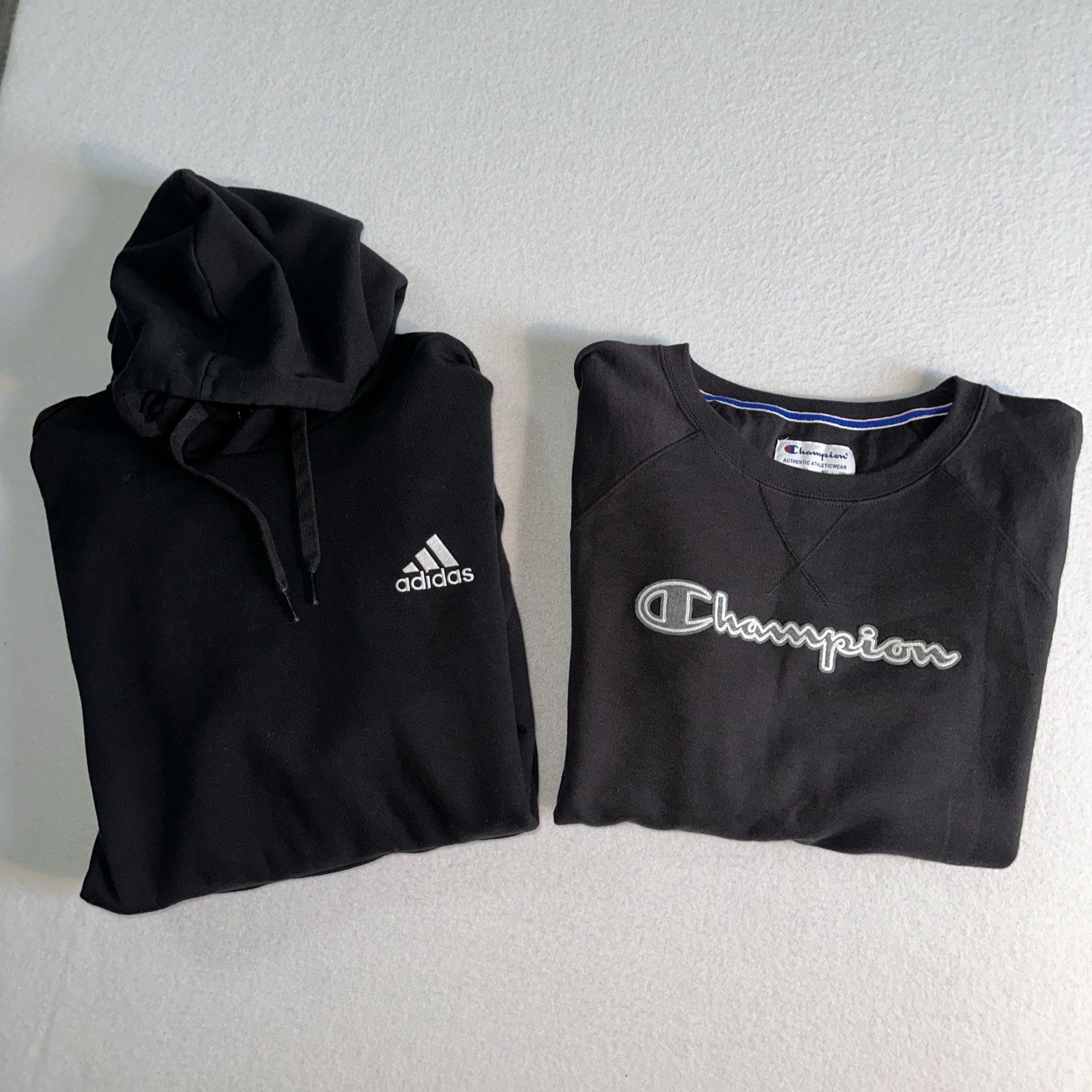 Champion Adidas Sweatshirt LOT Of 2 Men’s Large Black Hoodie
