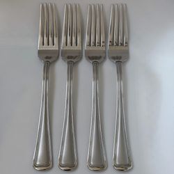 4pc GORHAM Monet Frosted Stainless Dinner Forks 8 1/4” Glossy Satin 18/8
