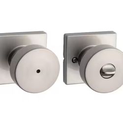 Kwikset Pismo Satin Nickel Bed/Bath Square Door Knob @U6-908