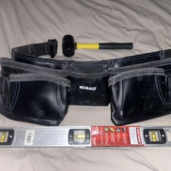 Kobalt Tool Belt with Hammer and Level