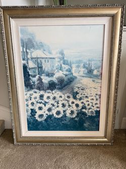 Large Framed Tuscan Sunflower Print – "Fields of Gold" (The Bombay Co.)