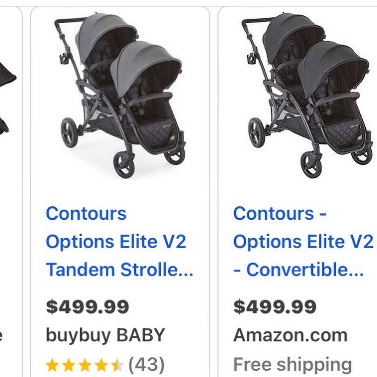 Contours elite double stroller With Added Extra Snack Tray In