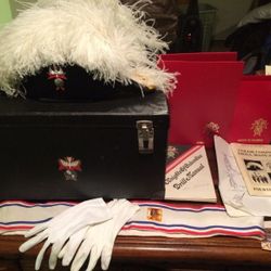 Knights of Columbus hat, Sache, gloves, box, extras
