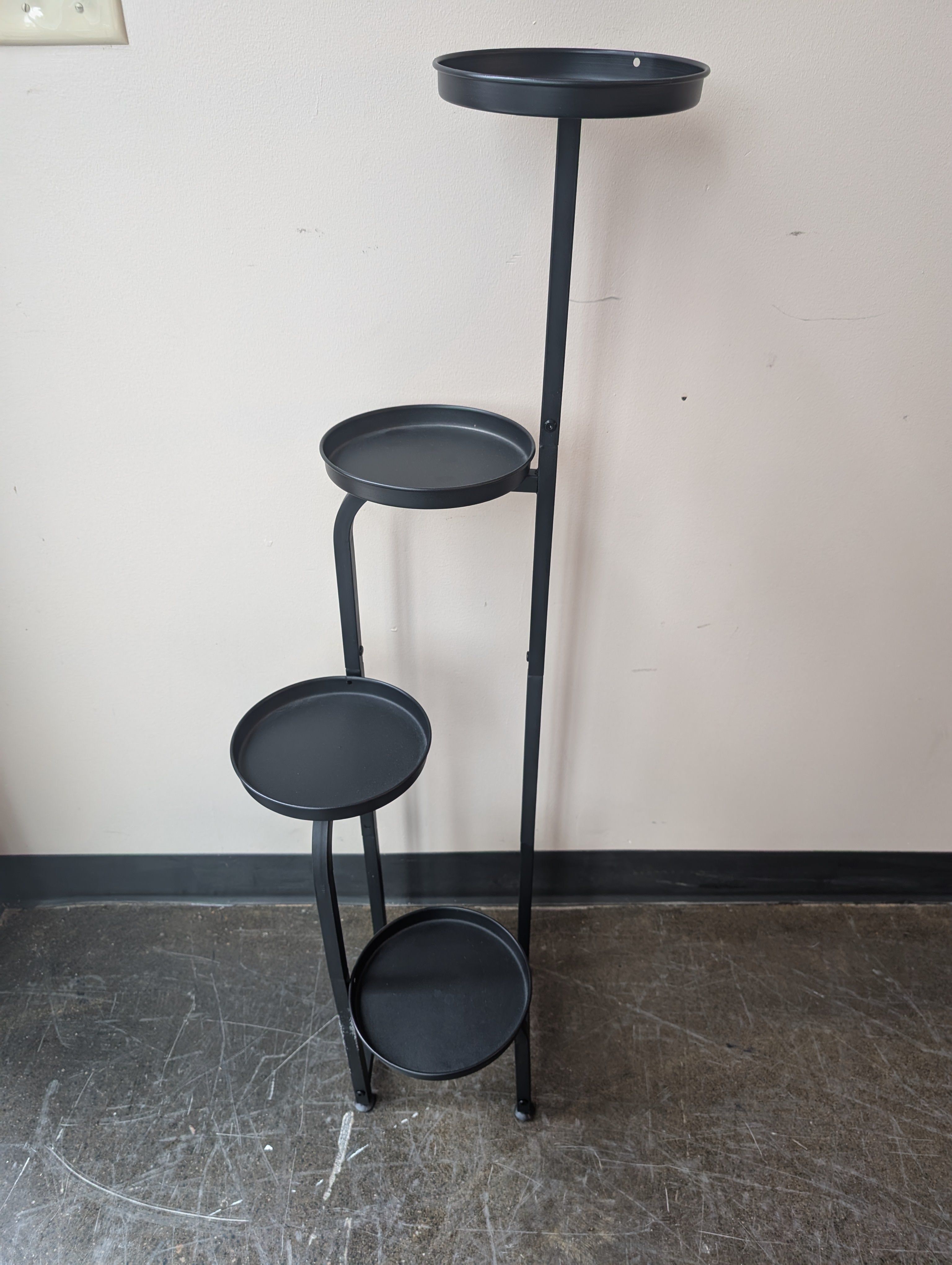 Modern Black Metal Three-Tiered Plant Display Stand