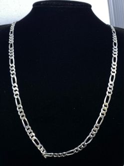 $550 Silver 925 Figaro Chain Necklace