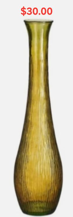 39 Inch Tall Green Glass Floor Vase