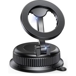 Magnetic Car Phone Holder for MagSafe, Strong Suction Cup Car Phone Mount for Dashboard & Windshield, 360° Rotatable & Foldable, Adjustable