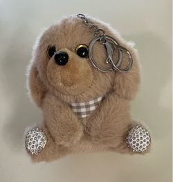 Plush Puppy Keychain/ purse charm with Rhinestone Paws
