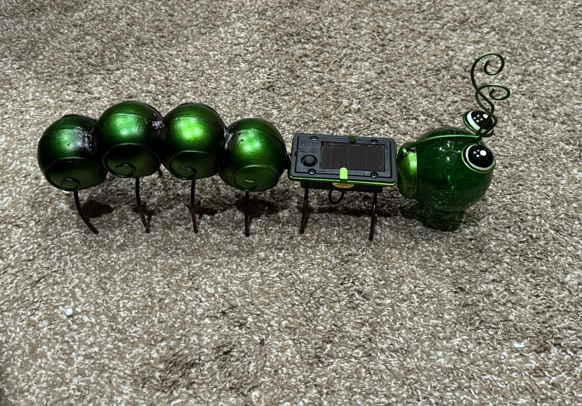 Metal Caterpillar Solar Outdoor Garden Lighted Garden Décor (12” long)