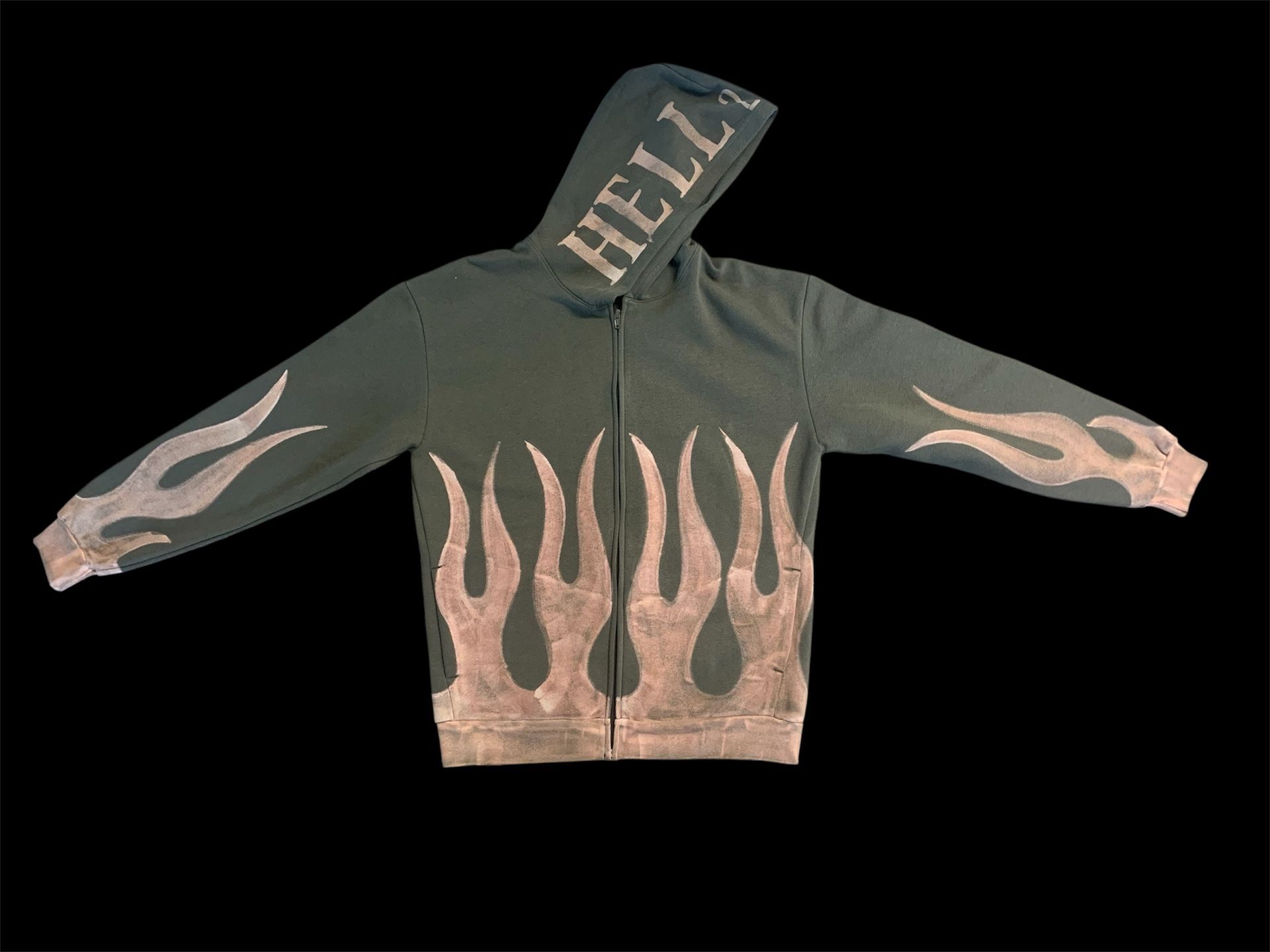Hell2pay Flame Zip Up Hoodie Size Large Men