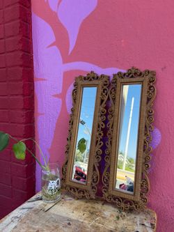 1970’s HOMCO rattan style long mirrors