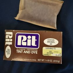 Up for bid is a vintage Rit product  It is an all purpose concentrated tint & dye  The color is Cocoa Brown  It was manufactured in the 1980's  It is 