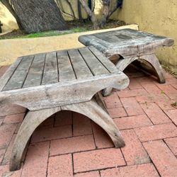 Pair of sturdy wooden Outdoor Side Tables