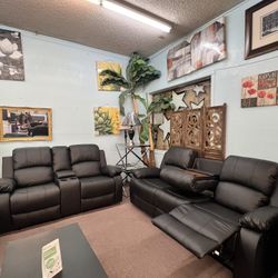 🚚Hot Deal🚚Brand New 2pc Reclining Sofa And Reclining Loveseat With Cup Holder $1199, Finance Available, Delivery Available 