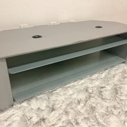 Grey Wood TV Stand w/Glass Shelves  Size (LxWxH): 22” x 54” x 16”