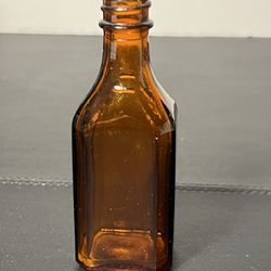 Burnett Boston Antique 1900s Amber Glass Medicinal Extract Bottle, 4.5”