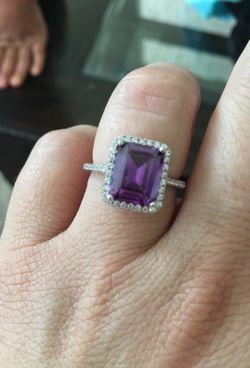 Amethyst 4ct silver ring size 7