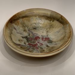 Large Hand thrown Ceramic Pottery Dish in Organic Glaze - signed