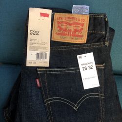 (A) Discontinued New Old Stock Levis 522 Slim Taper Never Worn With Tags 28x32