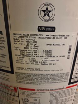 Bradford White Natural gas water heater