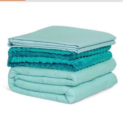 Green 3-Piece Set 60 in. x 80 in.with Hot and Cold Duvet Covers 25 lbs. Heavy Weighted Blanket