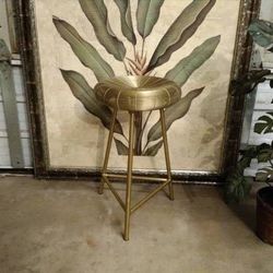 Gold Art Deco ModeRn Wire Mesh 24" Seat Accent Stool Counter Height