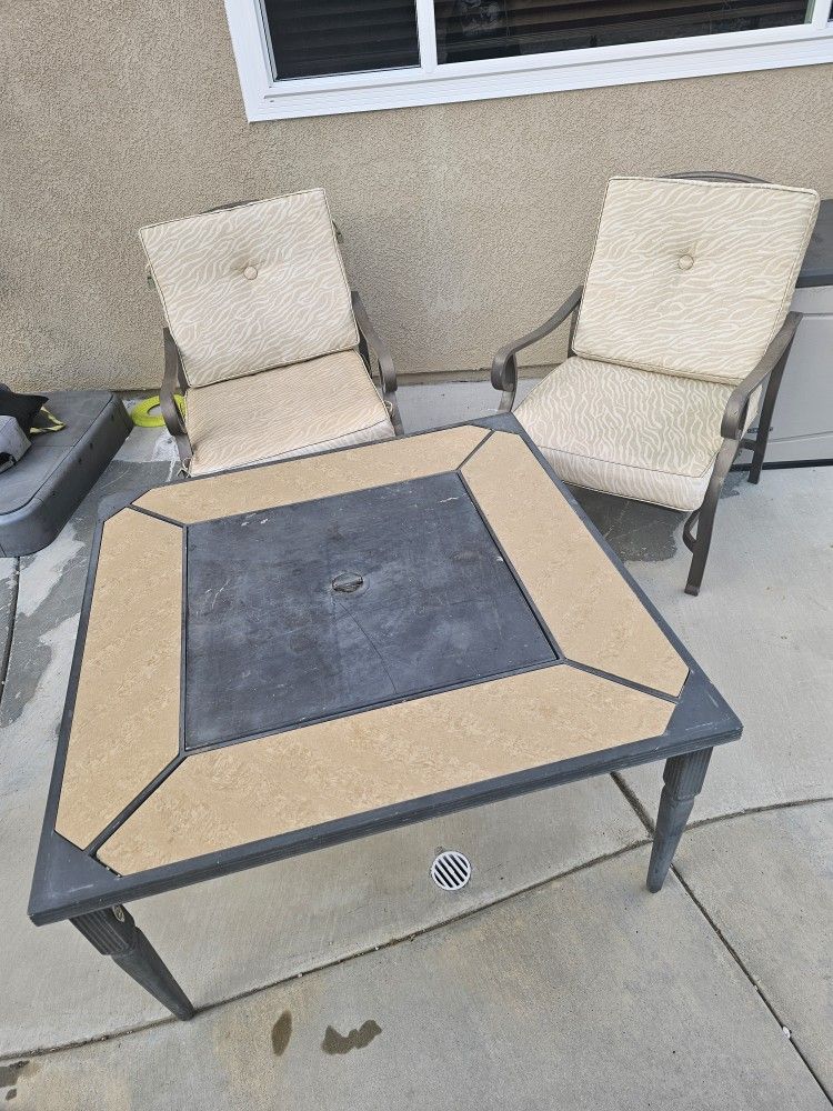 Patio Furniture Set with Fire Pit & 2 Chairs