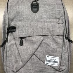 Grey Travel Laptop Backpack with USB Charging Port