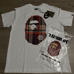 BAPE Check Big Ape Head Tee 'White'