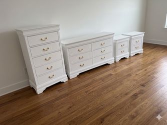 4 pcs White dresser set  with golden handles