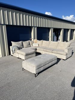 White Sectional Couch w/ storage ottoman Free Delivery