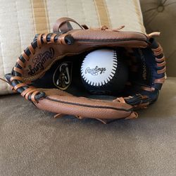 Youth Rawlings Baseball Glove & Ball