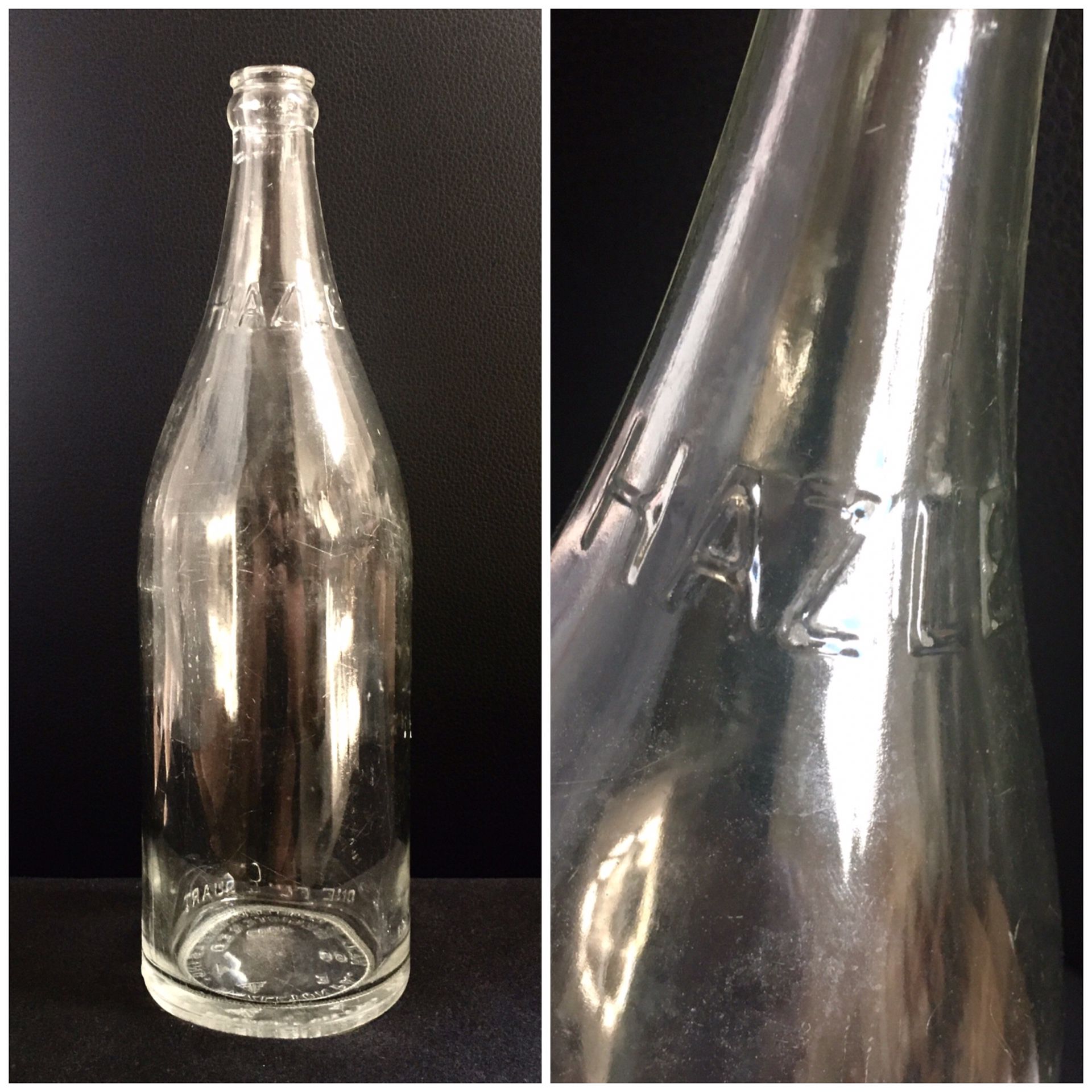 Vintage HAZLE CLUB BEVERAGES One Quart Embossed Clear Glass Bottle - Hazleton PA - RARE!!