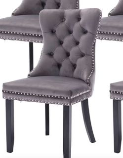(8). Tufted velvet upholstered chairs