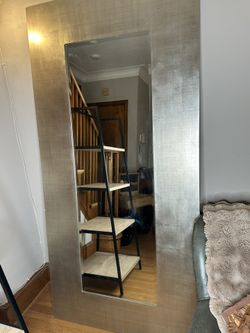 Oversized Silver Floor Mirror – Modern Full-Length Statement Piece