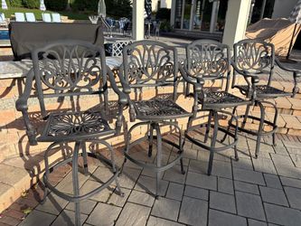 Cast Aluminum Swivel Patio Bar Stools Set of 4