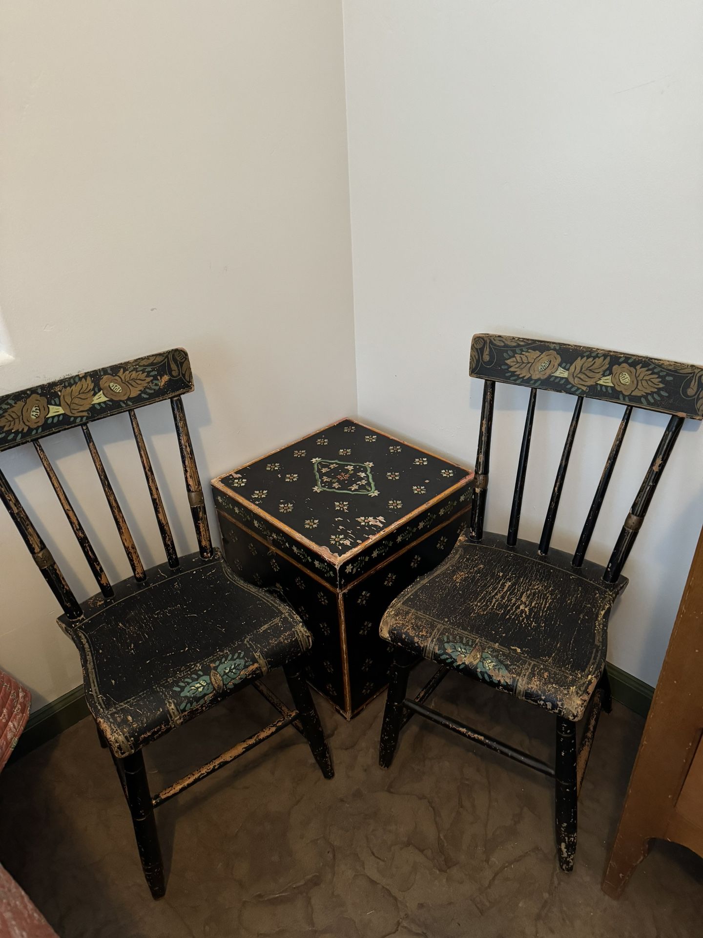 Antique Chairs And Box Table