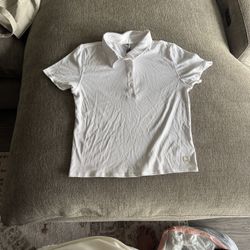 Vuori White Ribbed Short Sleeve Poloshirt 