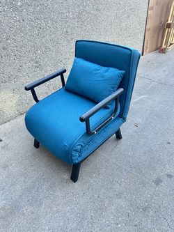 Teal Blue Sleeper Chair, 4 in 1 convertible chair with adjustable backrest chaise lounge for indoors